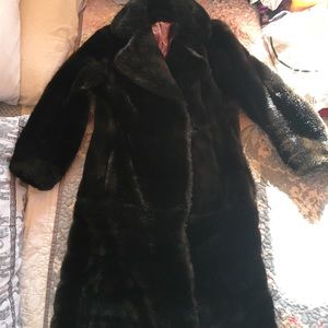 Long vegan fur coat
